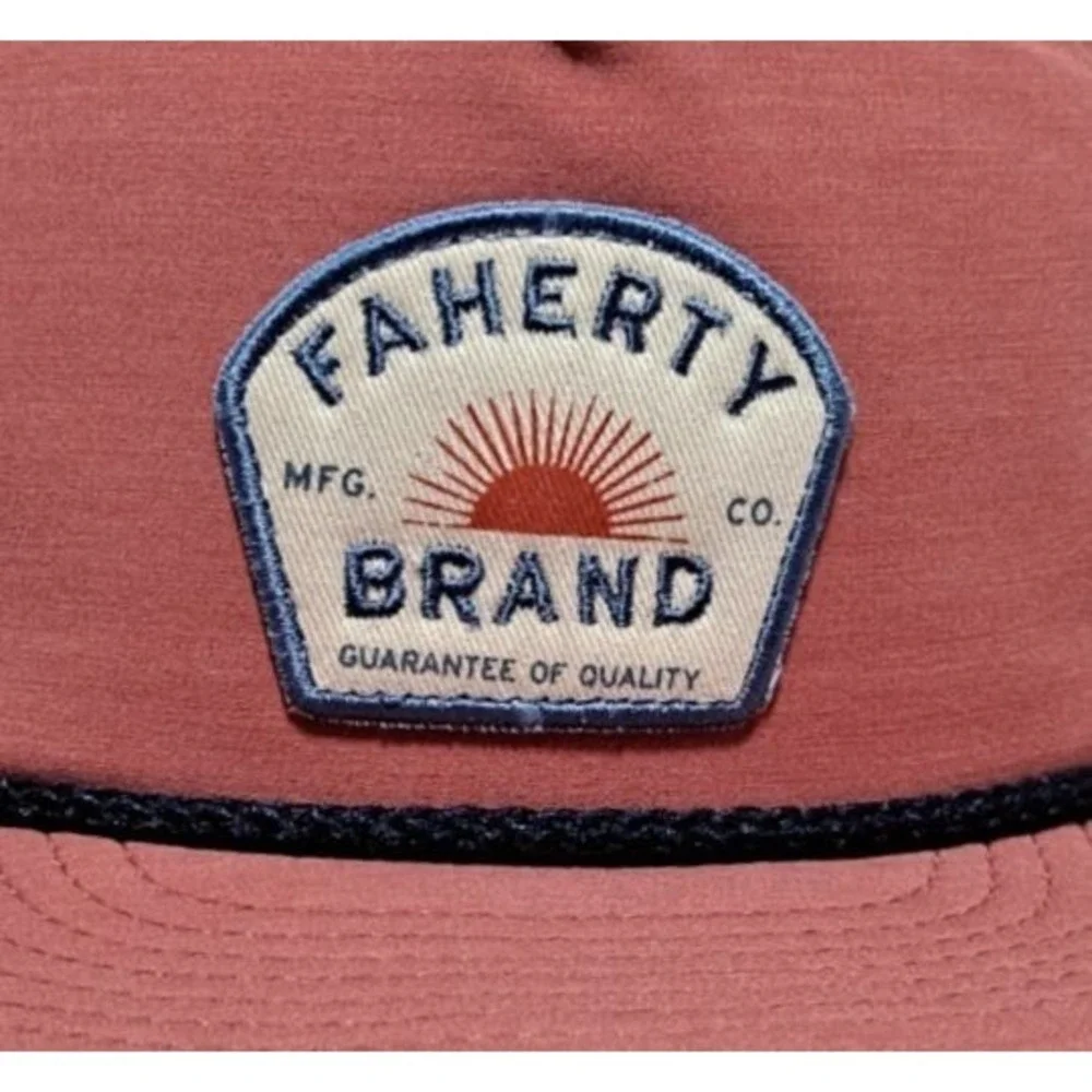 Faherty All Day Sun Trucker Hat Snapback Red Mesh Back
